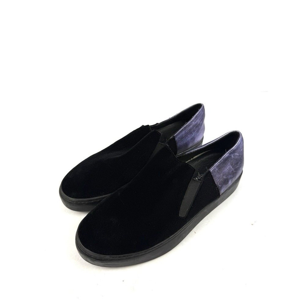 Free People Varsity Loafers 38 Black Velvet Purple Slip On Shoes Womens 8